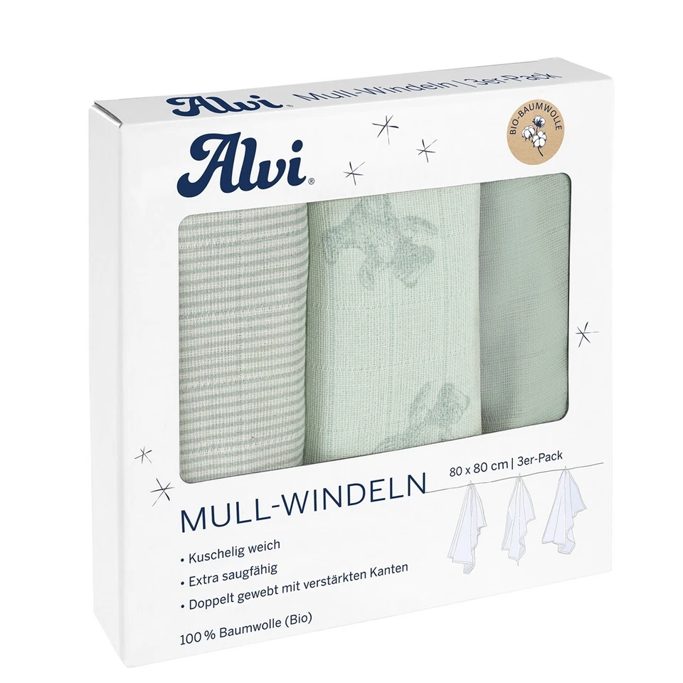 Alvi Mull-Windeln Teddy 1961 3er Pack Teddy 1961 80x80 cm TOP