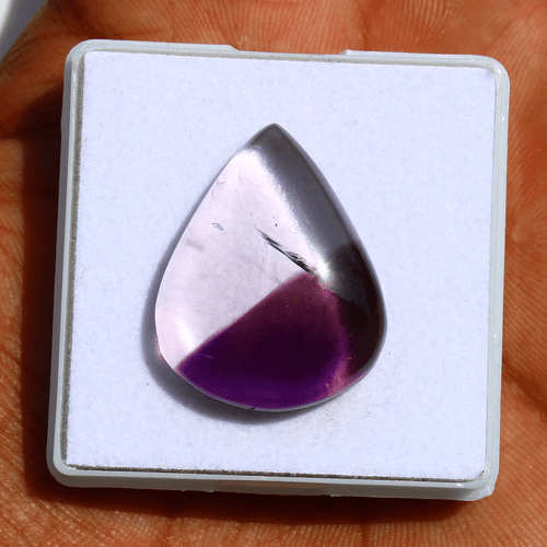 32 Cts Natural Amethyst Inclusion In Quartz 26.6mmx21.3mm Pear Cabochon Gemstone - Picture 2 of 15