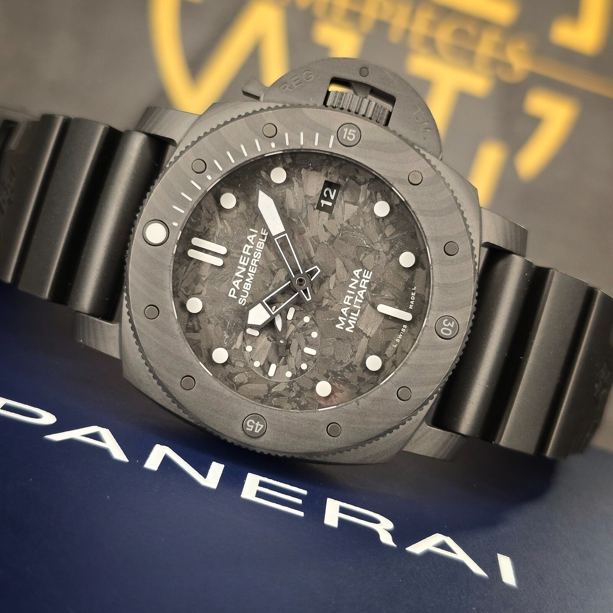 MINT OFFICINE PANERAI PAM02979 47MM SUBMERSIBLE MARINA MILITARE CARBOTECH  B&P