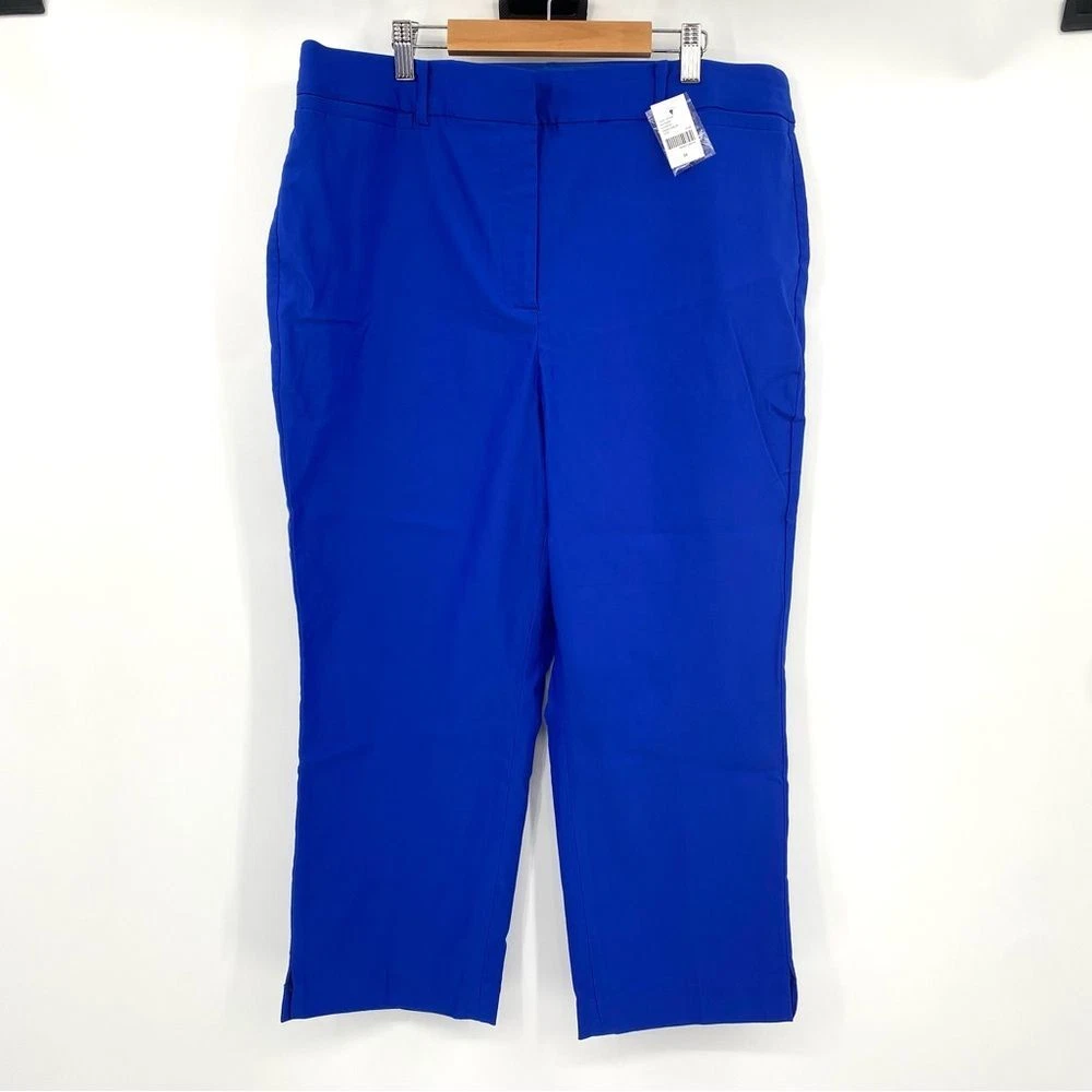 Lane Bryant Pants Women's Plus 16 Royal Blue Slim Capri Mid Rise Cropped Career