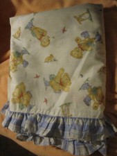 Bears prints with blue and white checks ruffles all around curtain for kids NWOT