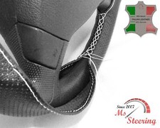 FÜR LINCOLN MKZ 15-19 SCHWARZ PERF LEDER LENKRADBEZUG WEISSER STIT
