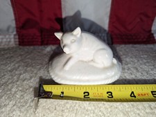 Vintage 3" white ceramic pig art figure lid piglet hog swine farm animal bacon