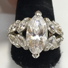 Vintage Gold Vermeil Over Sterling Silver Crystal Stunning Design Ring sz 10