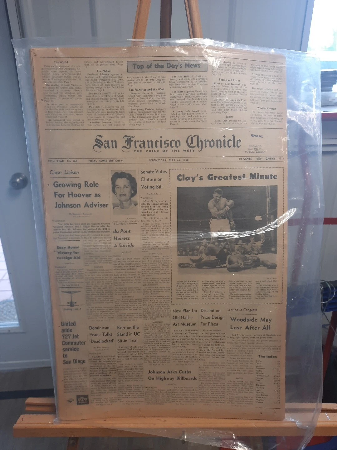Casious 'Clay's Greatest Minute' San Fran Chronicle 1965年5月26日フル新聞 - 画像1/2