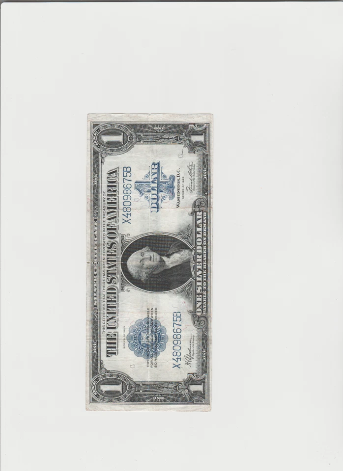 1923 $1 One Dollar Silver Certificate Note Horse Blanket Large Size Banknote. - Image 3 of 4