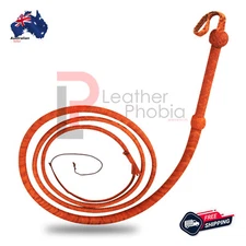 Natural Cow Hide Leather 4 Feet Long 12 Plaits Tan Bull Whip Indiana Jone Style