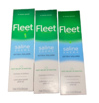 3pk Of Fleet Laxative Saline Enema sodium phosphate 7.8 fl. oz/bottle Exp06-2026