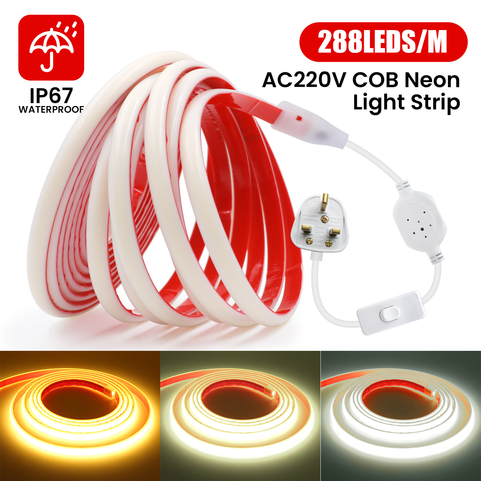 Bande lumineuse LED COB haute luminosité 220 V pour éclairage commercial_voghion.com