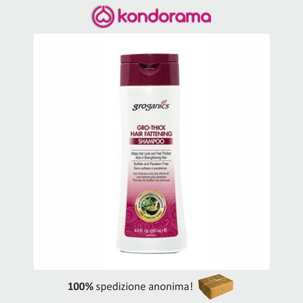 GROGANICS GROWTHICK FATTENING SHAMPOO PER CAPELLI NATURALI SPESSI E SANI 251G