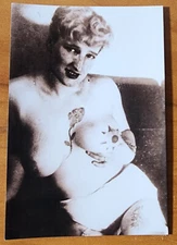 Bernard Kobel Traditional Tattoo Photo B&W Vintage Tattooed Woman Rose On Chest