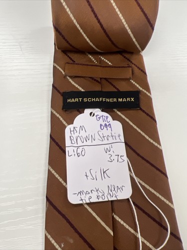 Hart Schaffner Marx Men's Brown Striped Silk Neck Tie $158 - Picture 4 of 8