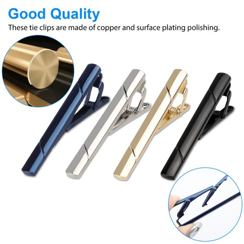 4pcs Gentleman Men's Necktie Tie Clip Bar Clasp Clamp Pin for Wedding Business - Picture 2 of 9