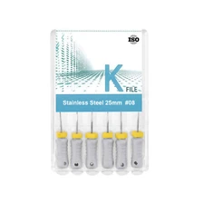 6Pcs Dental Hand Use K-Files 21/25mm Stainless Steel Endo Root Canal Files #08