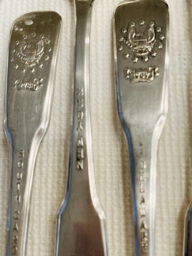 Vtg 13 Original Colonies Silverplate Teaspoons Int’l Bicentennial Collection - Picture 3 of 6
