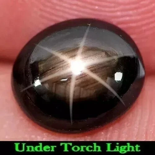 Black Star Sapphire 6 Rays 9.55 Ct Oval Cabochon Natural Loose Gemstone - Image 4 of 4