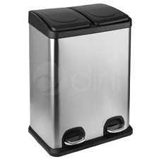 Image of Dihl 40 Litre Dual Recycle Pedal Bin 2x 20L Removable Buckets Easy Recycling