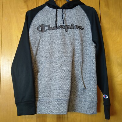 CHAMPION MEN'S SMALL LONG SLEEVE GRAY/BLACK HOODED