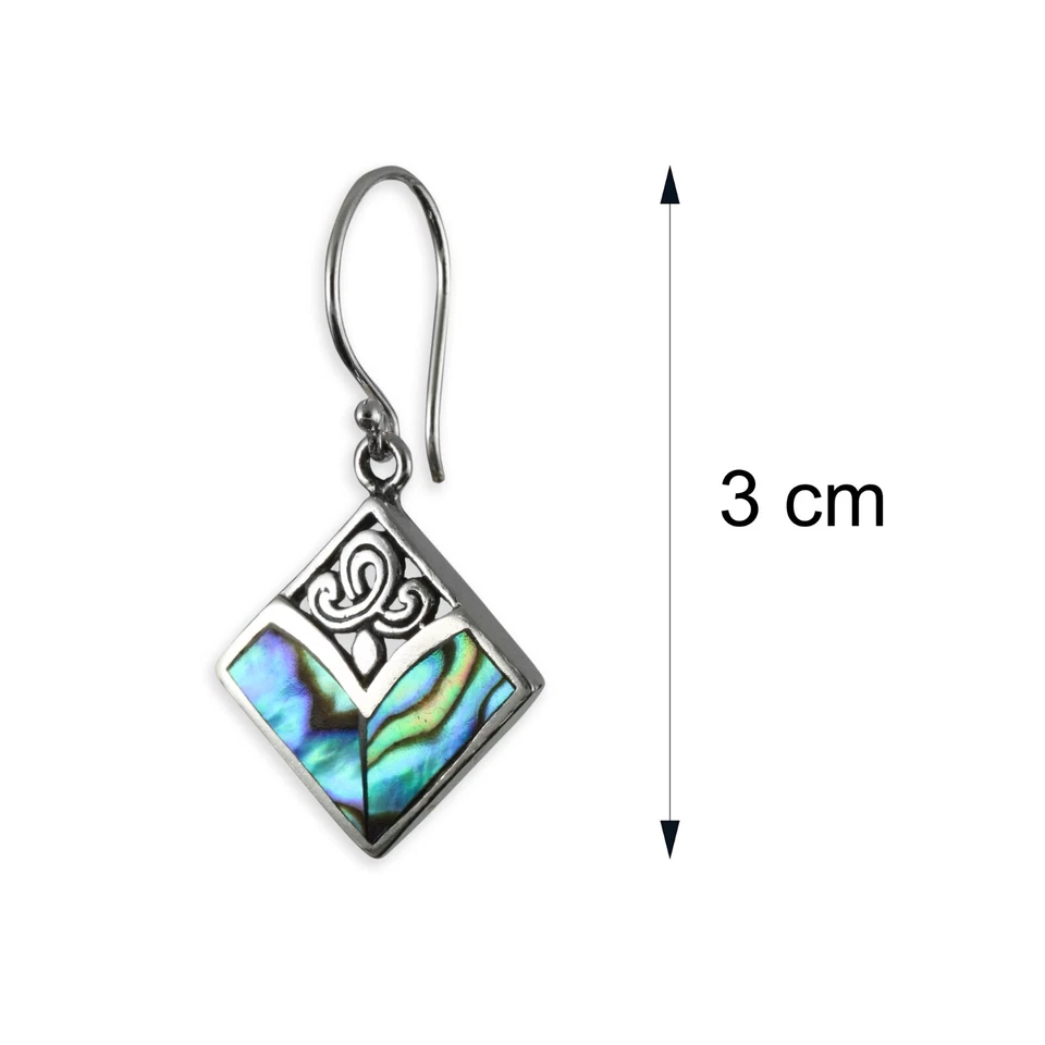 Perlmutt Muschel Ohrringe Abalone Hänger ECHT 925er Silber Schmuck SER393 - Bild 2 von 2