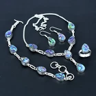 Abalone Shell Pear Gemstone Handmade 925 Sterling Silver Jewelry Set VJ 1132
