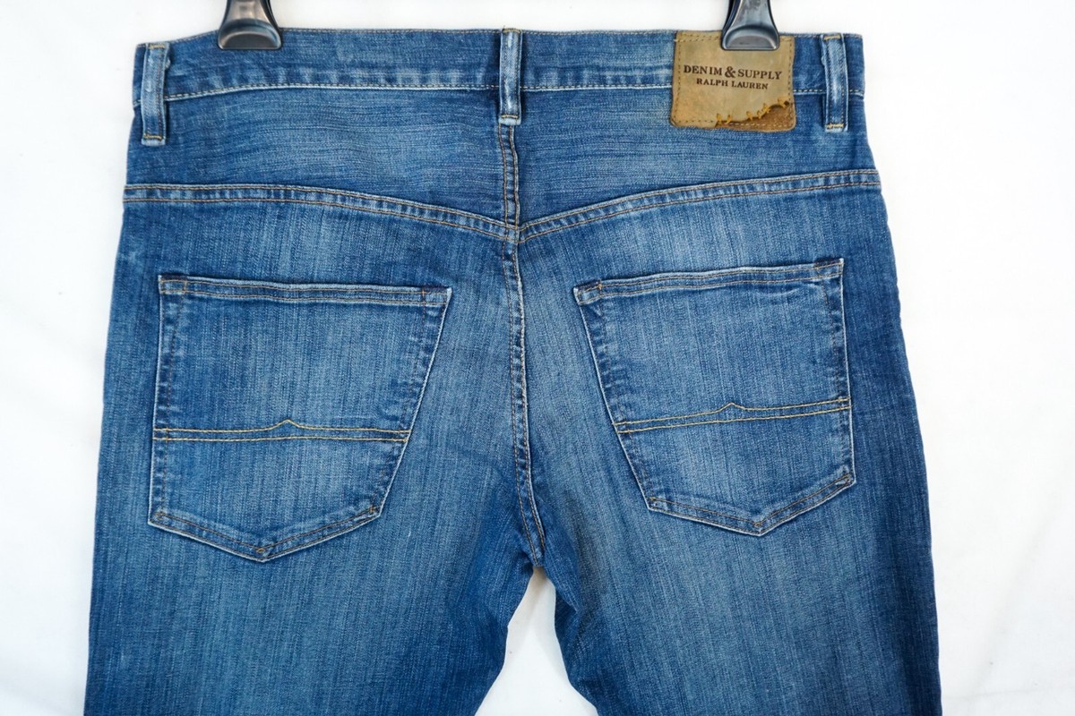 新品 DENIM & SUPPLY スリムフィットデニム W32×L32 Denim & Supply Ralph Lauren Dropped Skinny Slim Fit Blue Denim