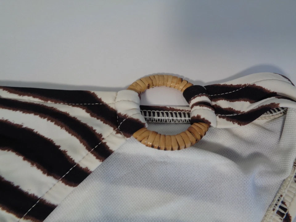 Ralph Lauren Talla Grande Marrón Blanco Nuevo Mujer Anillo Lateral Bikini Parte Inferior Traje de Baño Foto 3 de 4