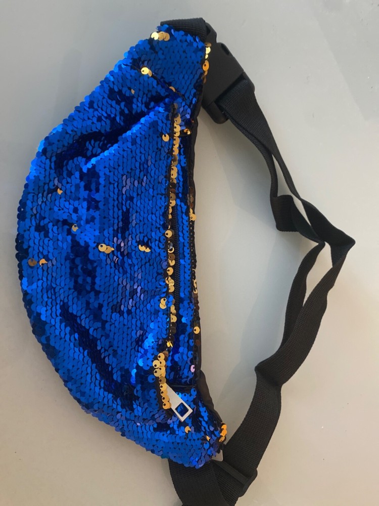 Sparkling Blue & Gold Sequin Fanny Pack - Trendy & New