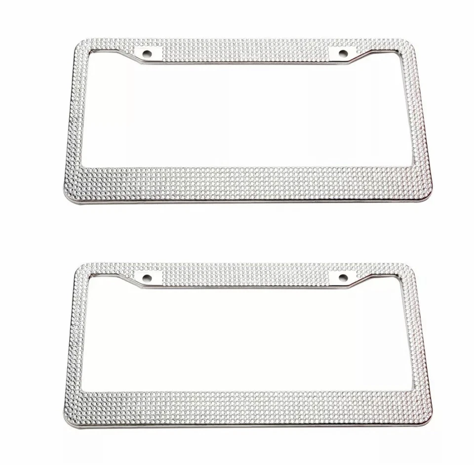 Etiqueta de marco de matrícula de metal brillante cristal brillante diamante diamantes de imitación brillantes Foto 4 de 4