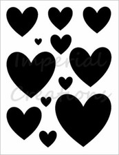 12 HEARTS 1/2 to 4 Inch Valentine Shape 8.5 x 11 Stencil Plastic Sheet NEW S415