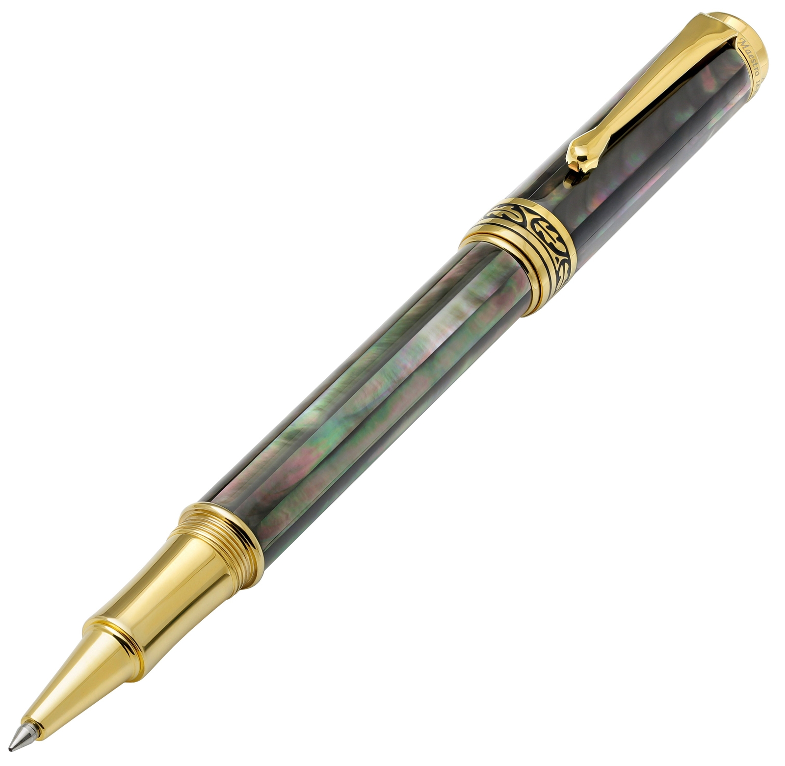 Xezo Maestro Rollerball Pen, Tahitian Black Mother of Pearl. 18K