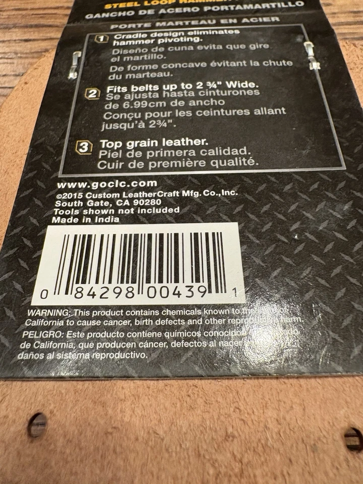 Custom LeatherCraft #439 - Steel Loop Top Grain Leather Belt Hammer Holder, NEW - Image 4 of 4