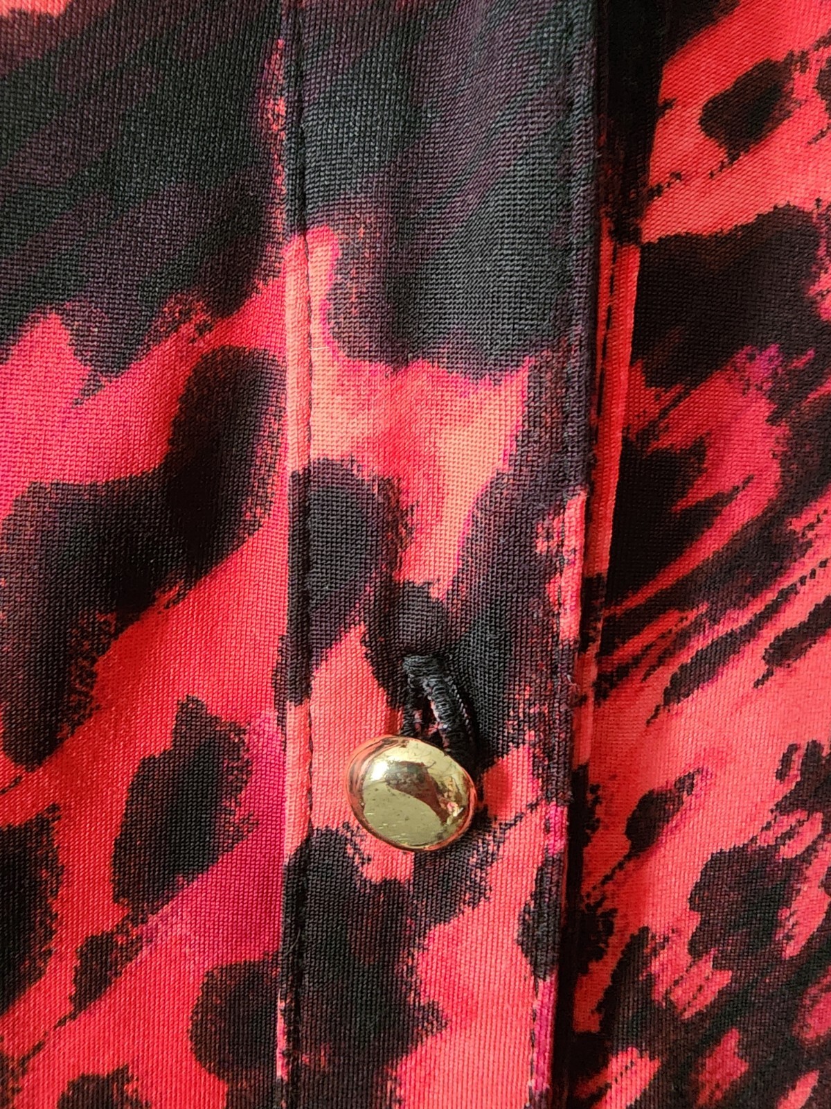 CACHE Red Leopard Blouse Long Sleeve Button Front… - image 5