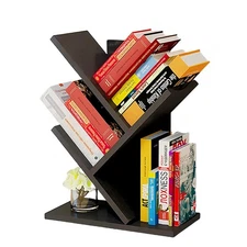 Tree Bookshelf, 3-Tier Wood Small Bookshelf and Mini Bookcase for Office, Hom...