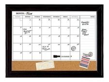 Combination Magnetic Whiteboard Calendar  Corkboard, 17" x 23" Combo Dry Era...