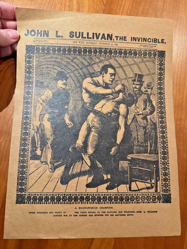 FREE SHIP! 1886 John Sullivan the Invincible Boxing Poster Magnanimous Champion
