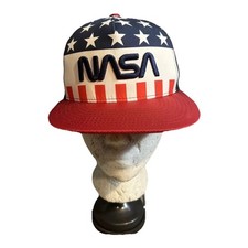 NASA Hat Cap Youth SnapBack Americana Stars Stripes Flag Flat Bill USA Skater