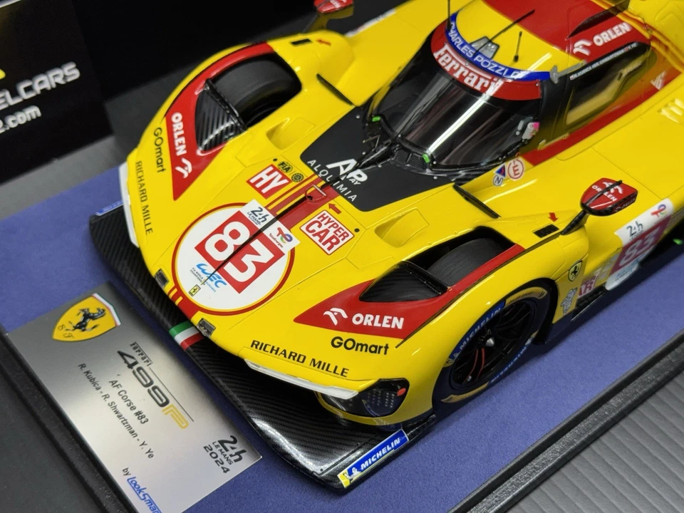 Ferrari 499P AF Corse #83 Le Mans 2024 Model Car w/ Display Case 1/18 Looksmart - Image 3 of 4