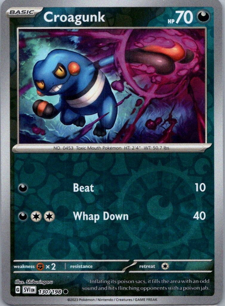 Pokemon TCG Croagunk 130/198 Scarlet Violet Rev Holo NM