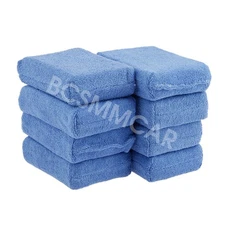 8x Microfiber Foam Sponge Applicator Pads Car Buffing Polish Wax Cleaner Blue