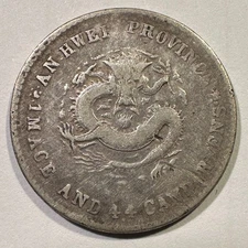 1898 Anhwei Province China 20 Cents Silver Qing Dynasty Dragon Type Very Scarce