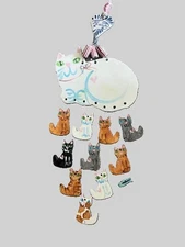 Vintage Baum Pierce Studios Handcrafted Whimsical Cat Wind Chime 1991