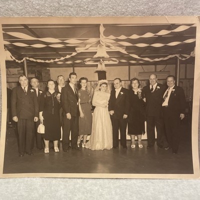 1940s or 1950s wedding portrait 8x10 found family picture bride gown Maspeth NY