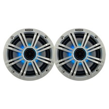 Kicker 6.5" 195W Marine Multicolor LED Boat Audio Speakers Pair w/White Grille
