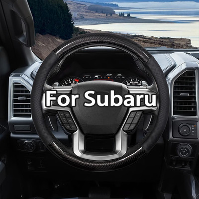 38CM 15''Car Steering Wheel Cover Genuine Leather for 2000-2023Subaru Black