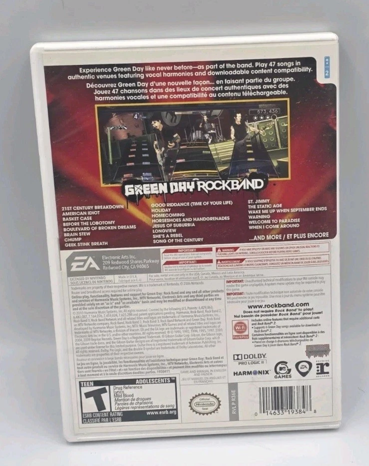 Rock Band Green Day Nintendo Wii 2010 (47 Songs) Original Case, Game & Manual - Image 3 of 4