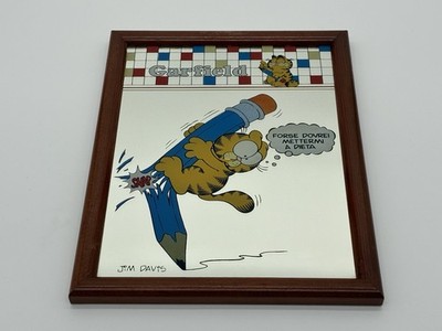Garfield Spiegel Jim Davis gerahmt 20x25cm Vintage Wandspiegel