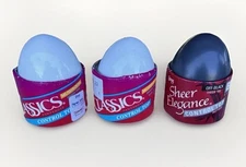 Vtg Lot 3 Leggs Eggs Pantyhose Size B Control Top Mushroom & Off-Black Sheer Toe