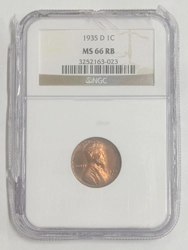 NO RESERVE 1935-D Denver Lincoln Wheat Cent Penny 1C NGC Graded MS66 RB