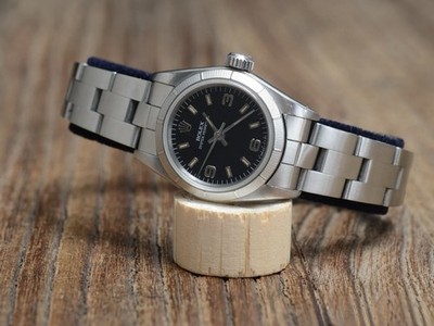 Rolex Oyster Perpetual schwarzes Zifferblatt Damenuhr - 76030