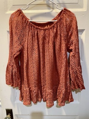 Cupio Women s Lace Top In Terracotta, Size Medium